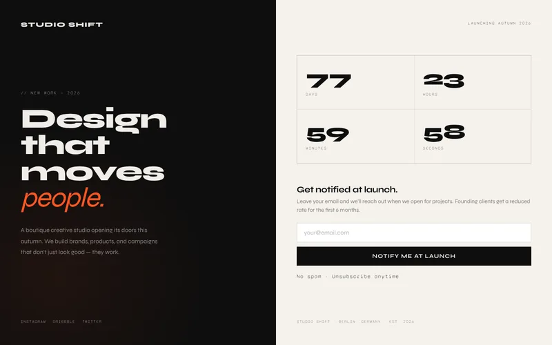 Preview of the Split template
